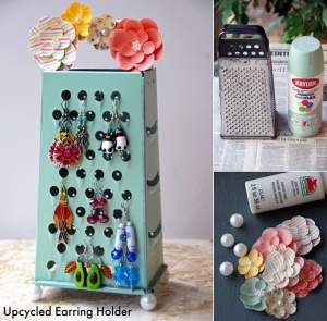 Homemade Earring Holder from an Upcycled Cheese Grater